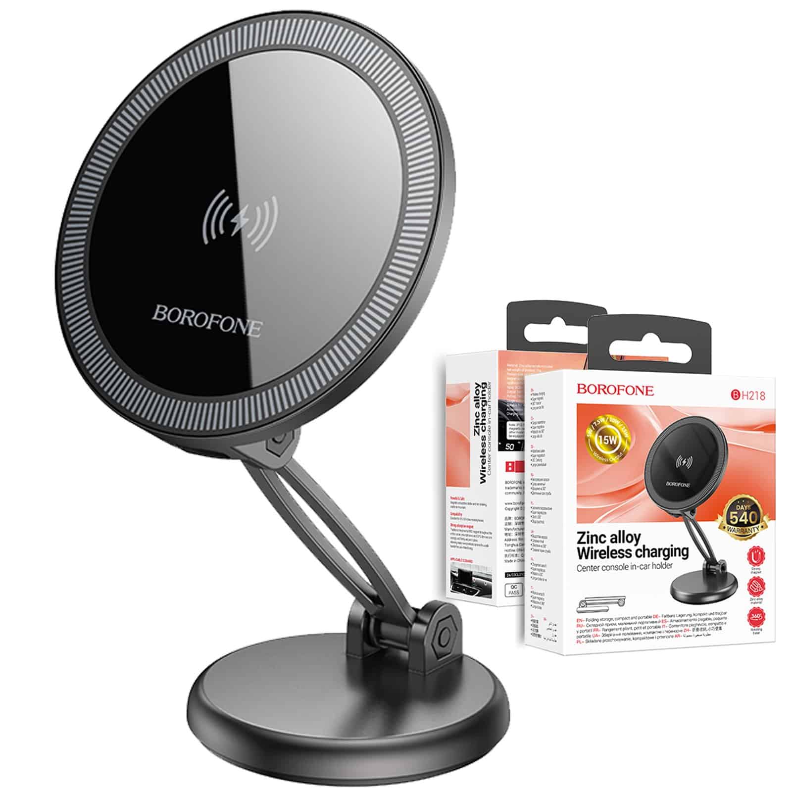 Borofone BH218 Metal MagSafe Magnetic Wireless 15W Fast Charger Charging Dashboard Car Mount Holder Borofone BH218 Metal MagSafe Magnetic Wireless 15W Fast Charger Charging Dashboard Car Mount Holder
